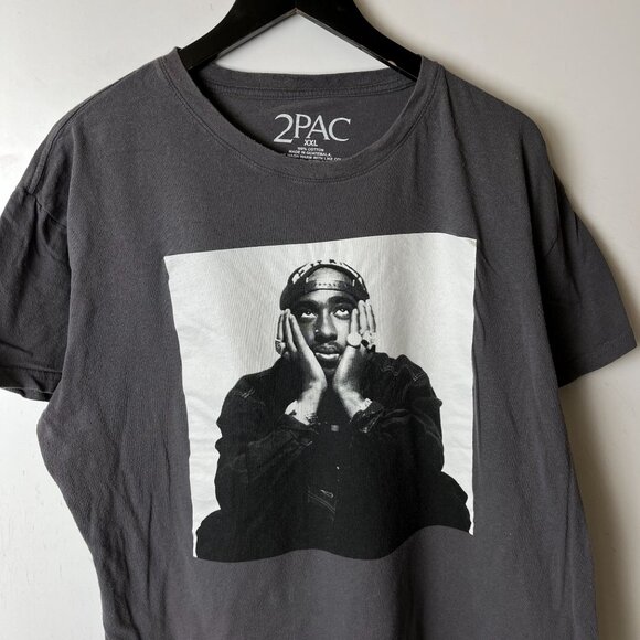 2Pac Rap Tee T Shirt Gray XXL 2XL Artist Rapper Graphic 100% Cotton Solid Logo - Picture 9 of 12